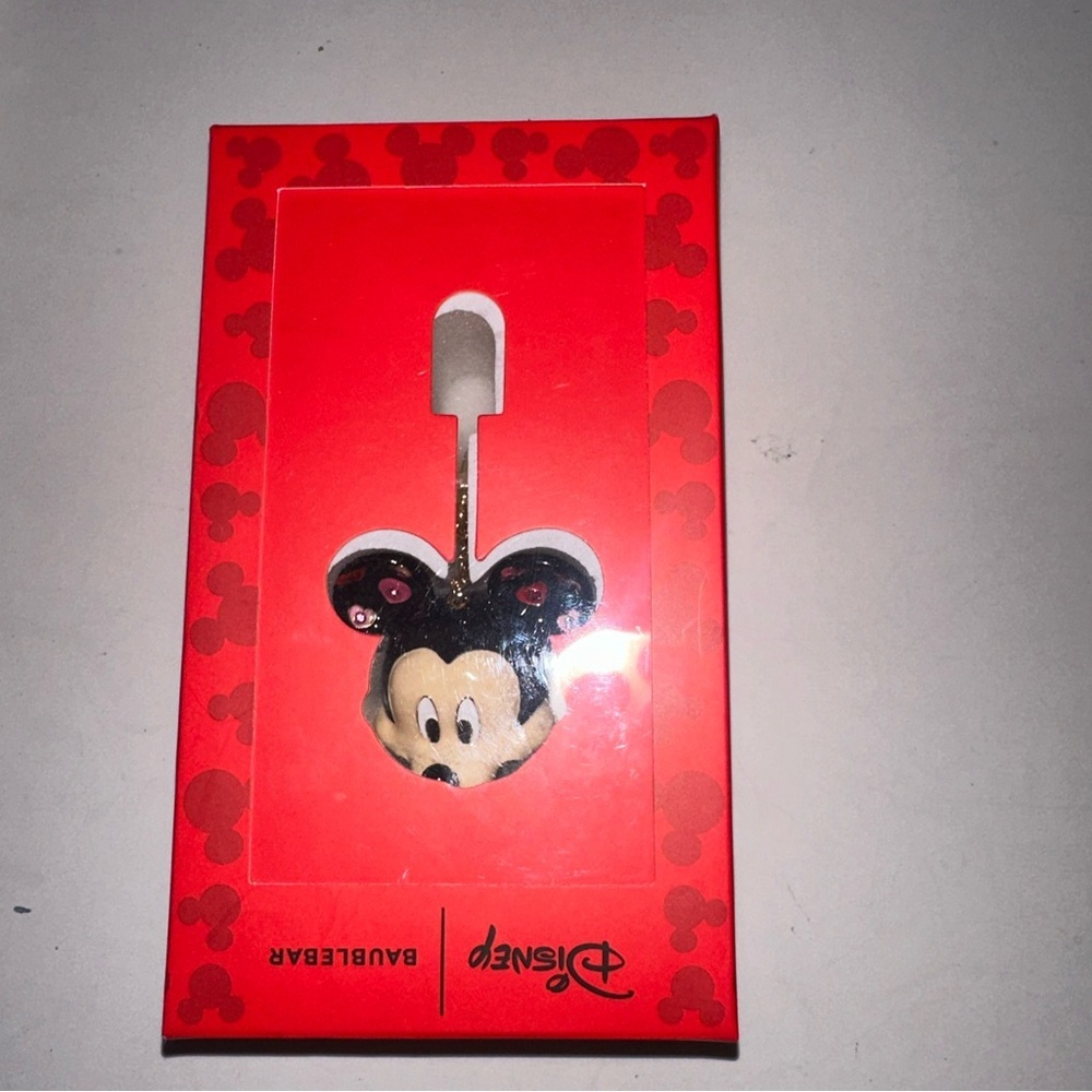 DISNEY x Baublebar Mickey Mouse Bag Charm Key Chain Hearts Rhinestones NEW - Picture 4 of 4